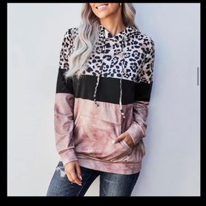 •NWT•XL-2X•ATELIER JAI•PINK & ANIMAL PRINT GLAM HOODIE•NEW